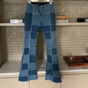 Patchwork flare jeans
